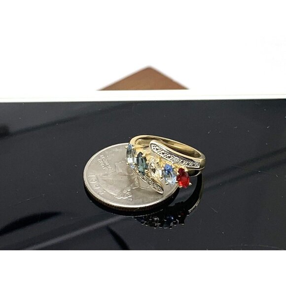 Cocktail Ring 10k Yellow Gold Multi Colored Stones Women's Jewelry Size 6 - Picture 11 of 14